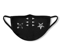 a black face mask with a pentagram on it